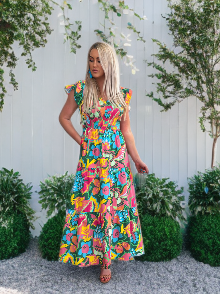 【THE 9 SHOP】EVERYDAY DRESS mature bloom Paradise Bloom Maxi Dress – Pink Birch Boutique