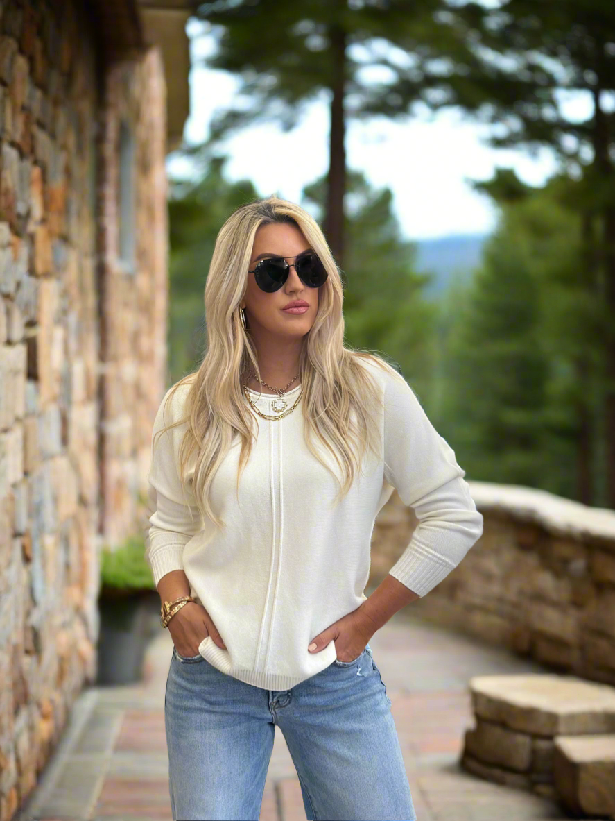 Arden Ivory Lightweight Sweater – Pink Birch Boutique