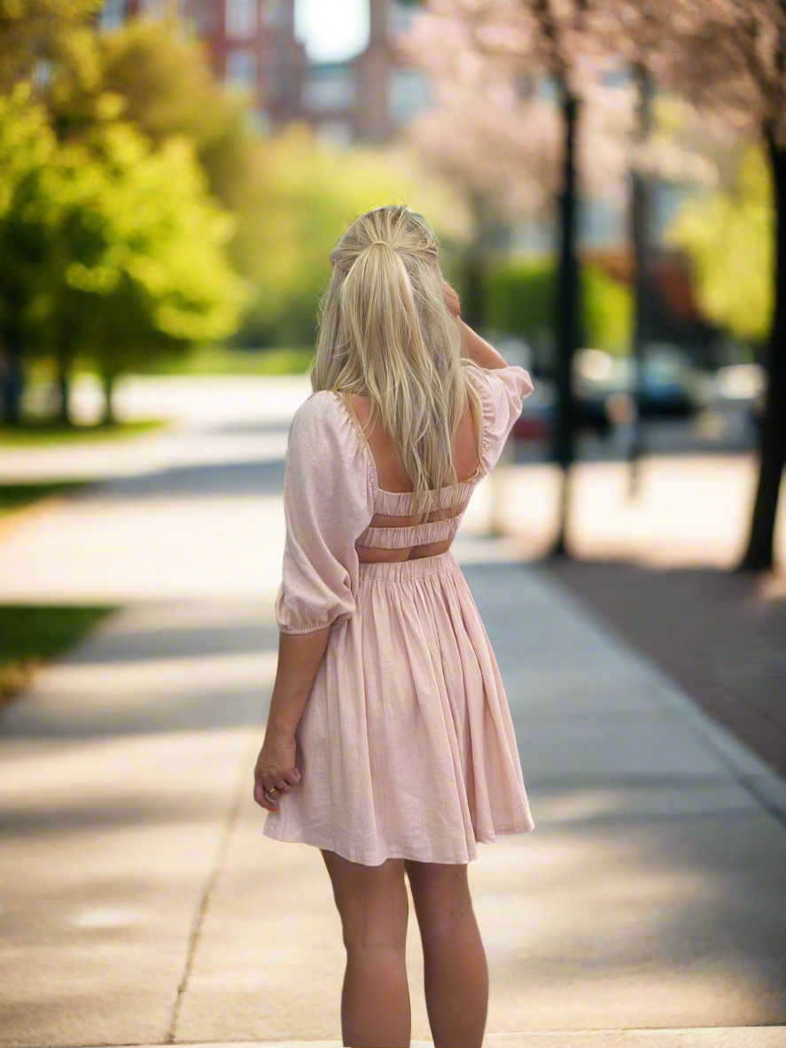 Darcie Blush Linen Blend Dress – Pink Birch Boutique